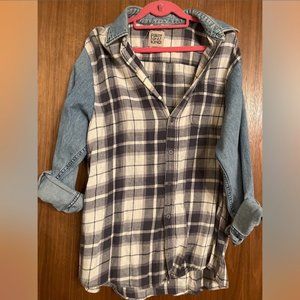 LF Furst of a Kind Vintage Plaid + Denim Shirt - Size Medium